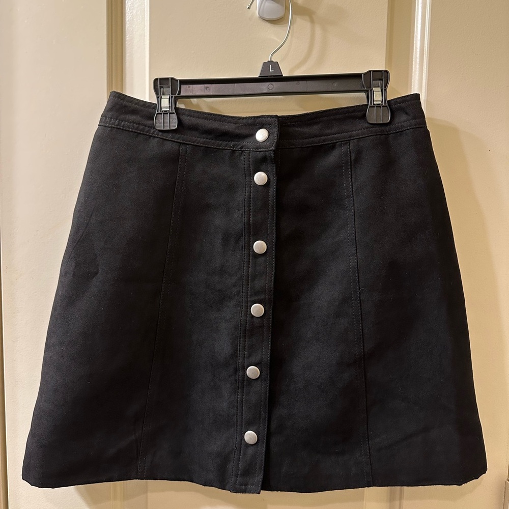 Black Button-Front Skirt